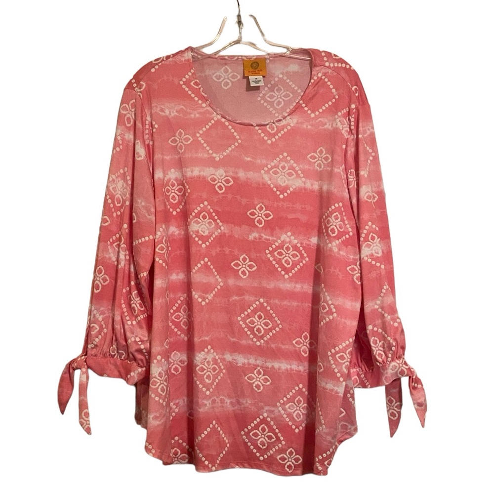 Ruby Rd. NWT pink and white blouse 3/4 sleeve plus Size is 1X